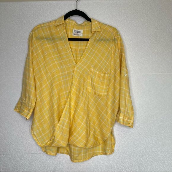 Anthropologie Holding Horses Plaid Surplice Draped Front Top 6 - Picture 2 of 5